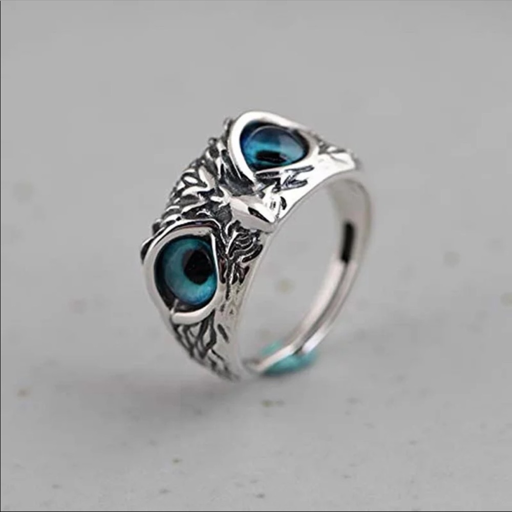 New owl blue eye animal ring - Picture 2 of 5